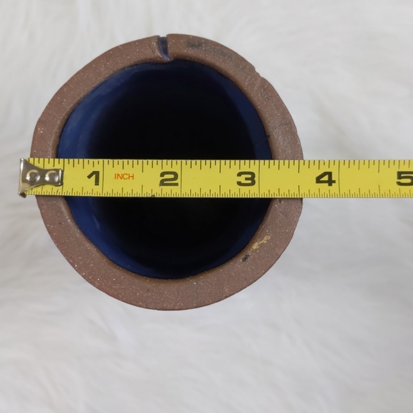 Richie Studio Art Pottery Beans Quirky Boho Vintage 1971 Blue Glaze - Picture 7 of 8